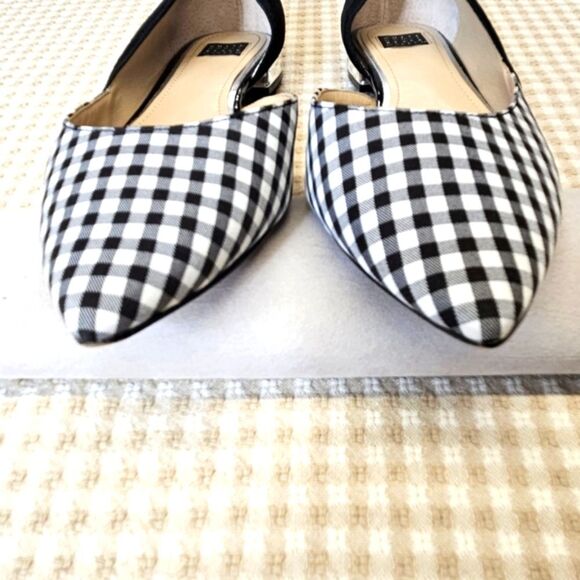 White House Black Market Christine Check Suede Silver Heel Classic Slip On Flats - Picture 3 of 11